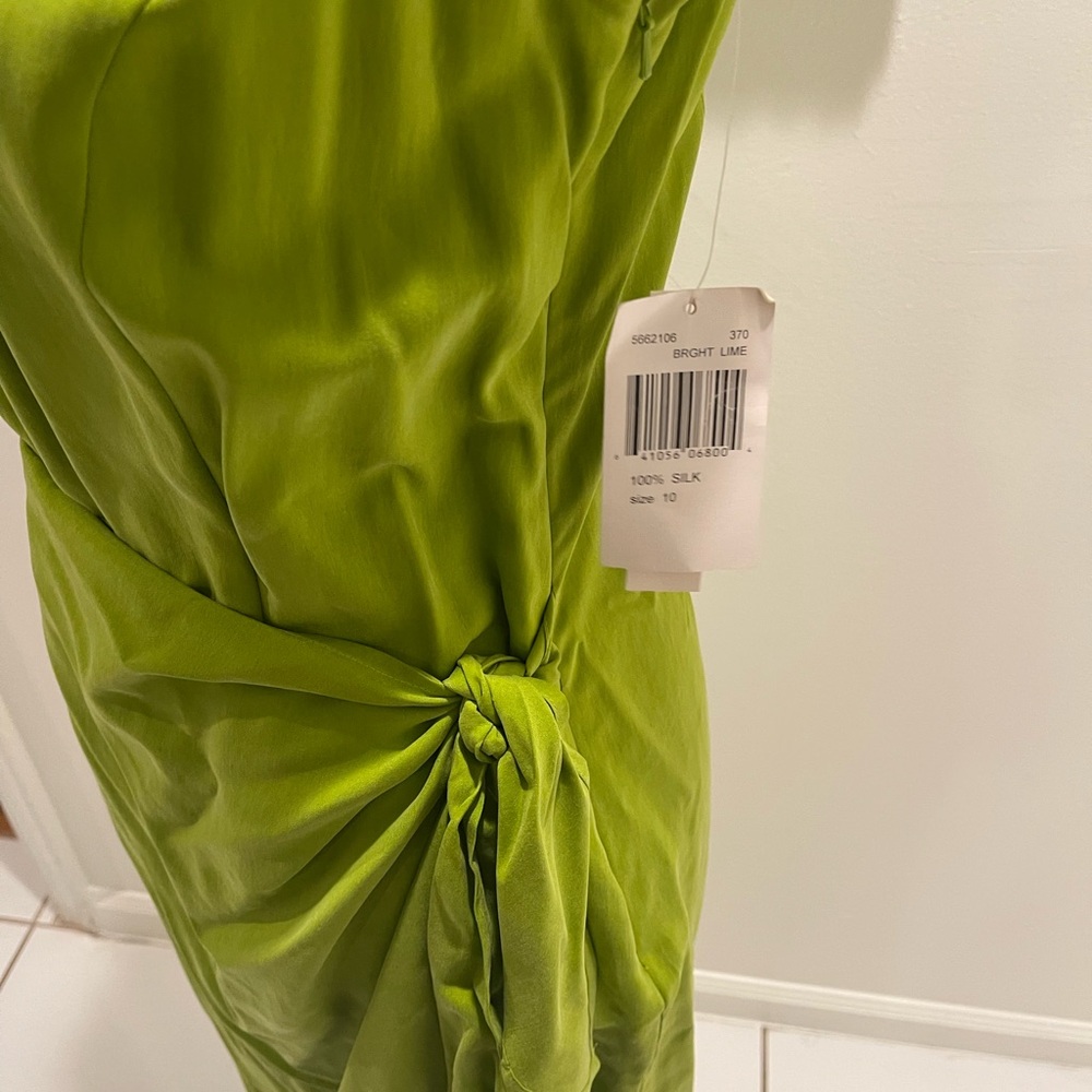 Silx by August Silk Olive Green Draped Tie-Waist Midi Dress - Picture 4 of 11